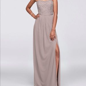 David’s Bridal | Lace/Mesh Strapless Dress (Cameo)